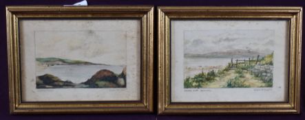 Elsie Pimlott (1915-2004) a pair of watercolour coastal scenes, entitled Heysham Rocks and Cross Cop