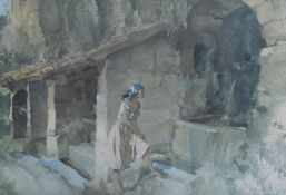 After Sir William Russell Flint RA (British 1880-1969) a coloured print 'The Wishing Well' 27 x