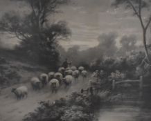 After Elmer Keene (1853-1929) a pair of early 20th century monochrome agricultural scene prints, oak