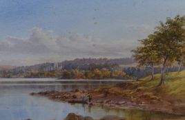 Ebenezer Alfred Warmington (British 1830-1903) watercolours, Wray Castle Windermere from Brackley