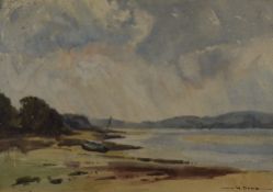 William Dodd (British 1908-1981) watercolour, Arnside coastal scene, signed lower right, within a