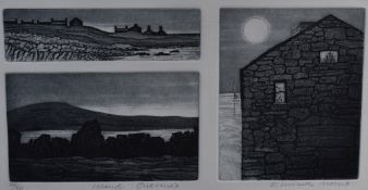 After Elizabeth Morris (contemporary) a limited edition triptych etching, entitled 'Island Outlines'