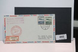 1936 LZ 129 HINDENBURG - FIRST NORTH AMERICAN FLIGHT Attractive envelope with registered label for