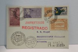 1936 LZ127 GRAF ZEPPELIN, 1936 1st SOUTH AMERICA RETURN FLIGHT COVER Plain card sent registered to