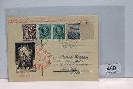 1936 LZ 129 HINDENBURG - 2nd NORTH AMERICAN FLIGHT COVER Illustrated card for Zeppelin post issued