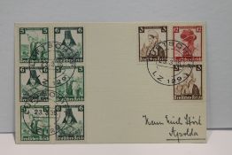 1936 LZ 129 HINDENBURG - TEST FLIGHT 1ST TO CARRY MAIL Plain card with various Welfare fund issues