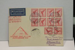 1931 LZ 127 GRAF ZEPPELIN EGYPT FLIGHT COVER Plain postcard with 10 x 10pf values tied with