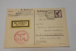 1929 LZ127 GRAF ZEPPELIN FLIGHT COVER - ORIENT FLIGHT TO EGYPT Postcard with 1m Eagle airmail stamp,