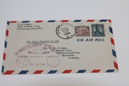 1928 LZ127 GRAF ZEPPELIN FLIGHT COVER USA-GERMANY Envelope with two US values, tied with CDS for