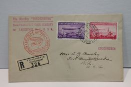 1936 LZ 129 HINDENBURG - 1ST NORTH AMERICAN FLIGHT COVER SENT FROM LIECHTENSTEIN Registered cover