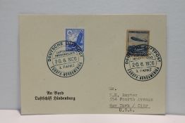 1936 LZ129 HINDENBURG 3rd NORTH AMERICAN FLIGHT COVER Pre printed Hindenburg stationery card , which