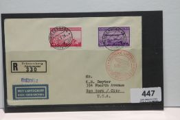 1936 LZ 129 HINDENBURG - 1ST NORTH AMERICAN FLIGHT COVER SENT FROM LIECHTENSTEIN Registered cover