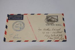 1929 LZ127 GRAF ZEPPELIN FLIGHT COVER, 2nd ATLANTIC CROSSING Cover with 4RM Zeppelin Stamp,