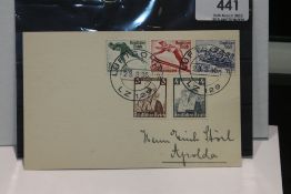1936 LZ129 HINDENBURG, TEST FLIGHT, 1st TO CARRY MAIL Plain card from 1936 with set of three
