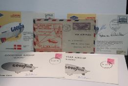 1930's-70's RANGE OF GOODYEAR BLIMP COVERS - SOME SIGNED BY PILOTS 5 cover, four from 1970's all