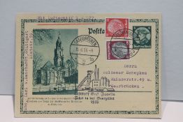 1933 LZ 127 GRAF ZEPPELIN, SAARGEBIET FLIGHT ON UPRATED STATIONERY Uprated Postal Stationery card,