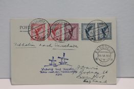 1932 LZ 127 GRAF ZEPPELIN, NETHERLANDS FLIGHT COVER, ON PLAIN POSTCARD Plain postcard, with five