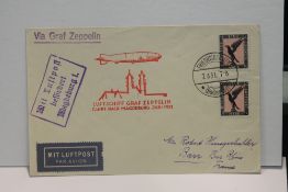 1931 LZ 127 GRAF ZEPPELIN MAGDEBURG LANDING FLIGHT COVER Cover with 2 x 1RM eagle airmail stamps