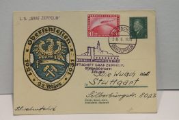 1931 LZ 127 GRAF ZEPPELIN SCHWABEN FLIGHT COVER Stationery card uprated with 1RM Zeppelin airmail