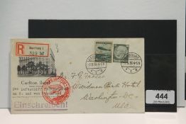 1936 LZ 129 HINDENBURG - FIRST NORTH AMERICAN FLIGHT Carlton Hotel envelope with registered label