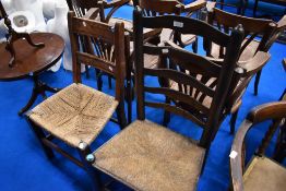 A 19th Century ladderback chair and a Victorian dining chair with later strung seat