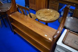 A reclaimed pine Gothic style book shelf, width approx. 121cm