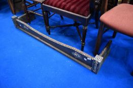 An Arts and Crafts style copper fire fender, internal dimensions approx. 122 x 30cm