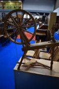 A traditional spinning wheel