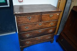 A period oak chest of two over three drawers on bracket feet, width approx. 96cm, height 102cm