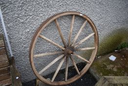A vintage cartwheel, diameter approx. 110cm, cast centre stamped Harris
