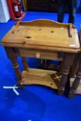 A modern pine hall table with drawer and undershelf, width approx. 60cm