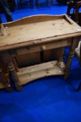 A modern pine hall table with drawer and undershelf, width approx. 74cm