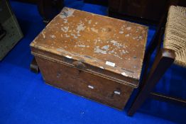 A vintage tin deed box , having scumble effect finish , approx. 50 x 35 x 35cm