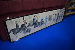 A large Chinese watercolour of abstract equine interest