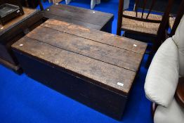 A rustic bedding or tool chest, approx width 104cm