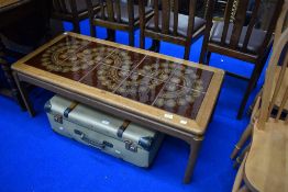 A vintage tile top coffee table
