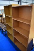 A selection of laminate bookshelves