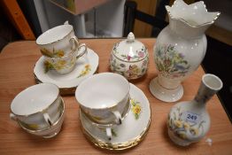 A small selection of ceramics including Minton Haddon Hall and Crown Royal Teacups.