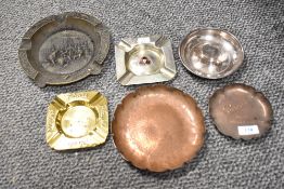 A selection of themed ashtrays including Ross ginger ale, Players cigarettes and Shirley and