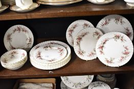 A selection of Royal Albert Lavender Rose dinner plates, side plates and bowls.