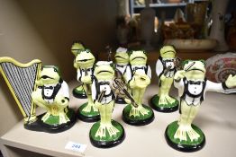 A set of eight Lorna Bailey frog animal studies from the Marching band series.