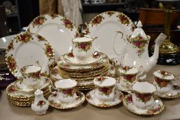 A Royal Albert Old Country Roses pattern part tea service, as new including five dinner plates,