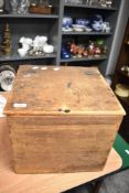 A vintage pine square lidded box.
