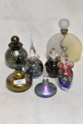 Seven modern art glass scent bottles including two by Adrian Sankey, one by A Touch of Glass and