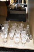 A selection of modern clear cut crystal glass wares including Edinburgh crystal thistle form