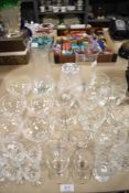A selection of fine clear cut crystal glass ware including six Edinburgh Port glasses, cut champagne