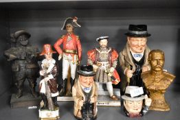 A collection of Royal and military themed figure studies including large and small Royal Doulton