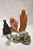 A selection of figure studies including Terracotta nude female, Gary Fisher Mongoose and a wooden