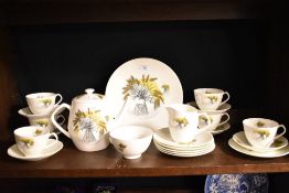 An attractive Queensbury teaset for six, with 1970's wheat sheaf design