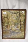 An early 20th century needle silk work of excellent quality, depicting a finely detailed scene of